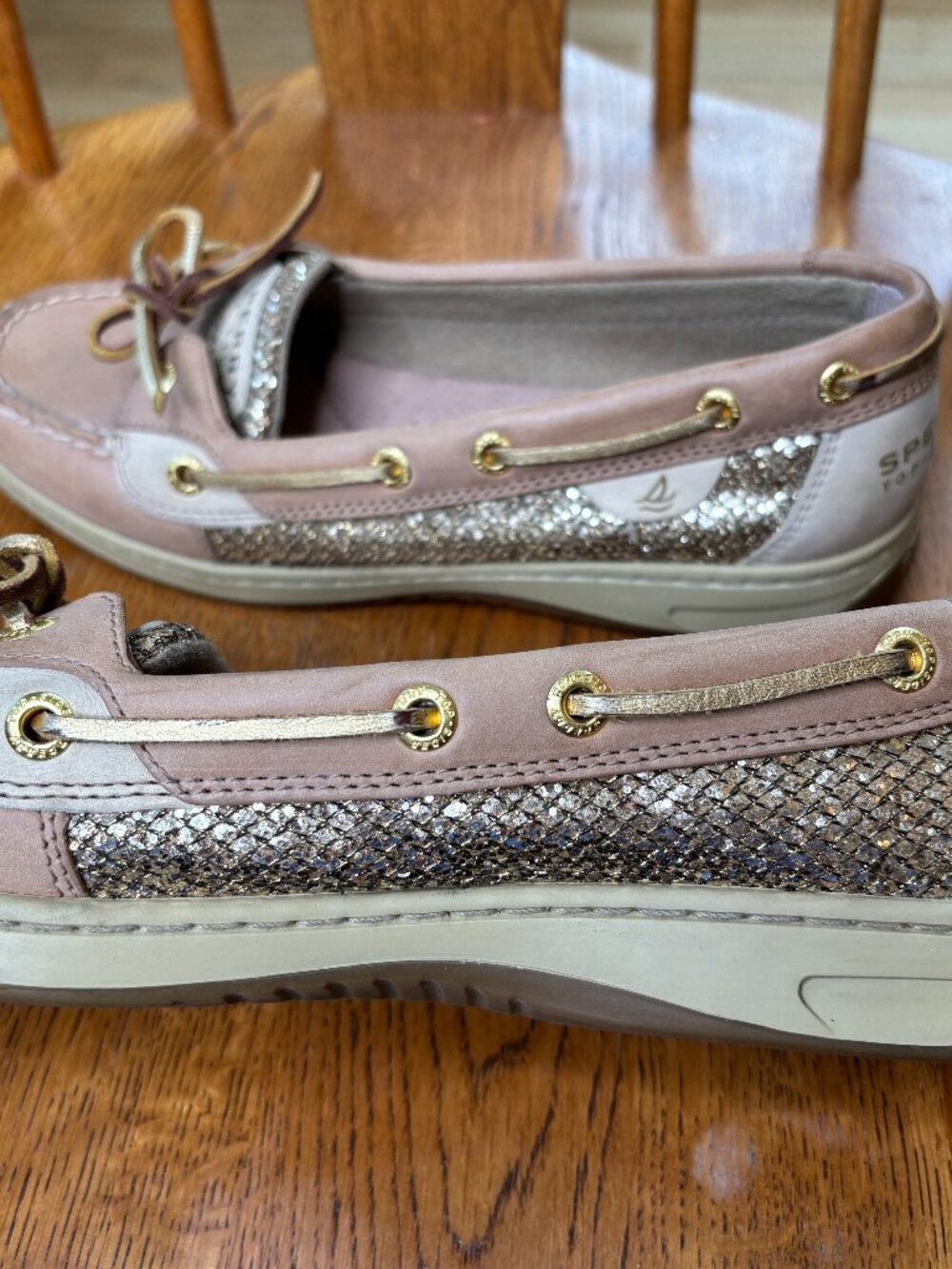 Sperry Top-Sider Women's Angelfish Tan Leather/Gold Metallic Accent Boat Shoes - Picture 9 of 16